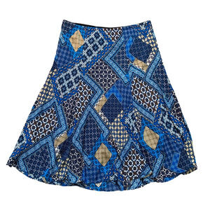 Bob Mackie Maxi Skirt Size 2X Bohemian Jersey Swing Pull On Royal Blue Patchwork